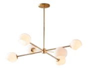 6-Light Gold Sputnik Pendant Lamp with White Glass Globes